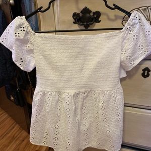 Loft Off the shoulder eyelet top